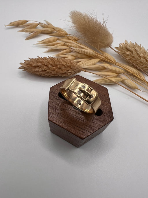 Chunky 9ct Yellow Gold Buckle Ring