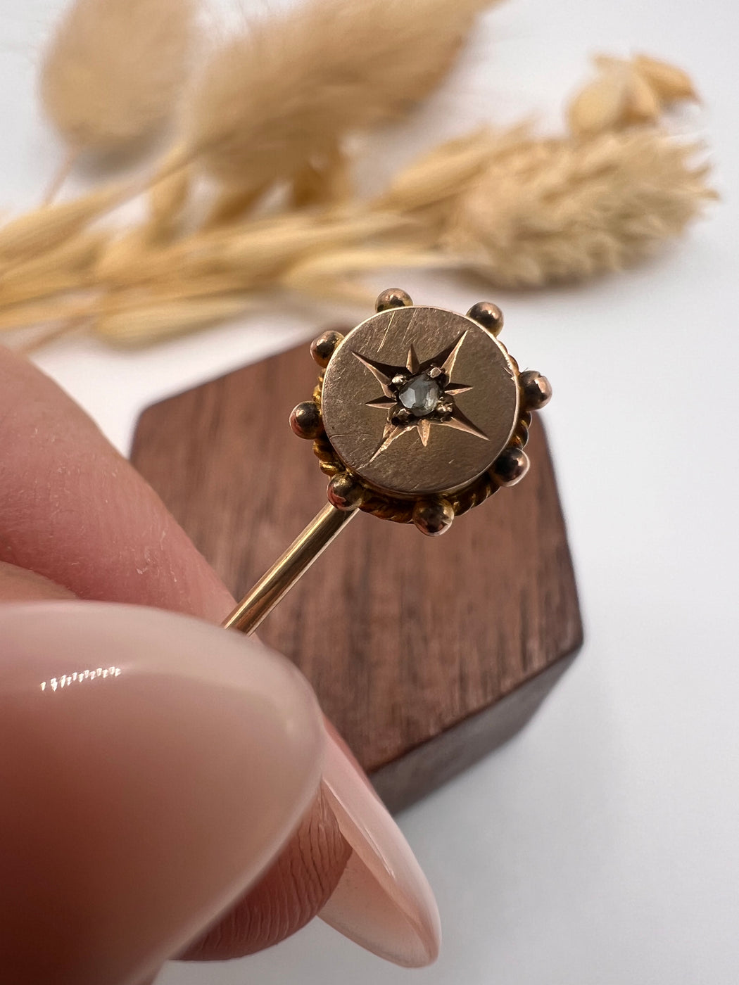 Antique Victorian Star Set Diamond Stick Pin