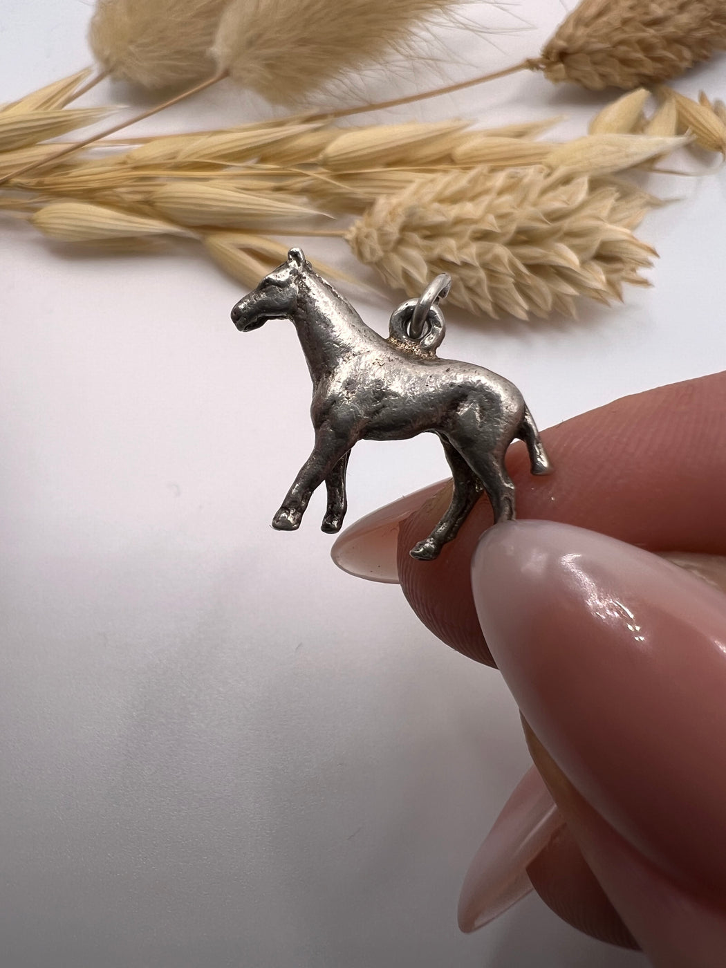 Vintage Standing Horse Silver Charm