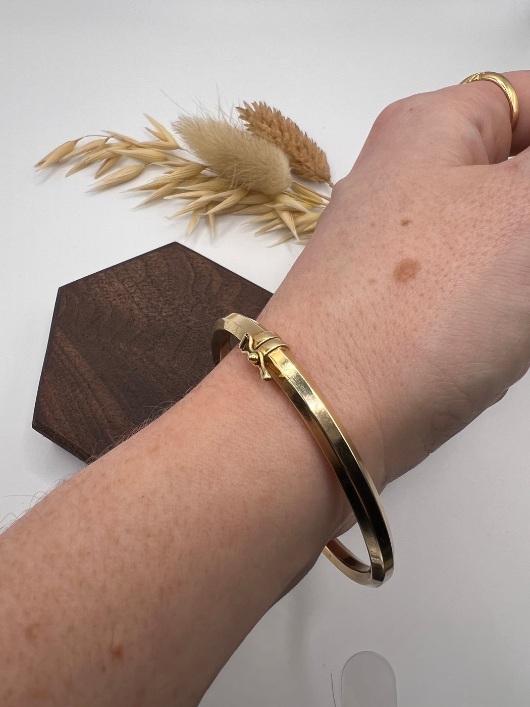 Vintage 9ct Gold Bangle With Safety Clasp