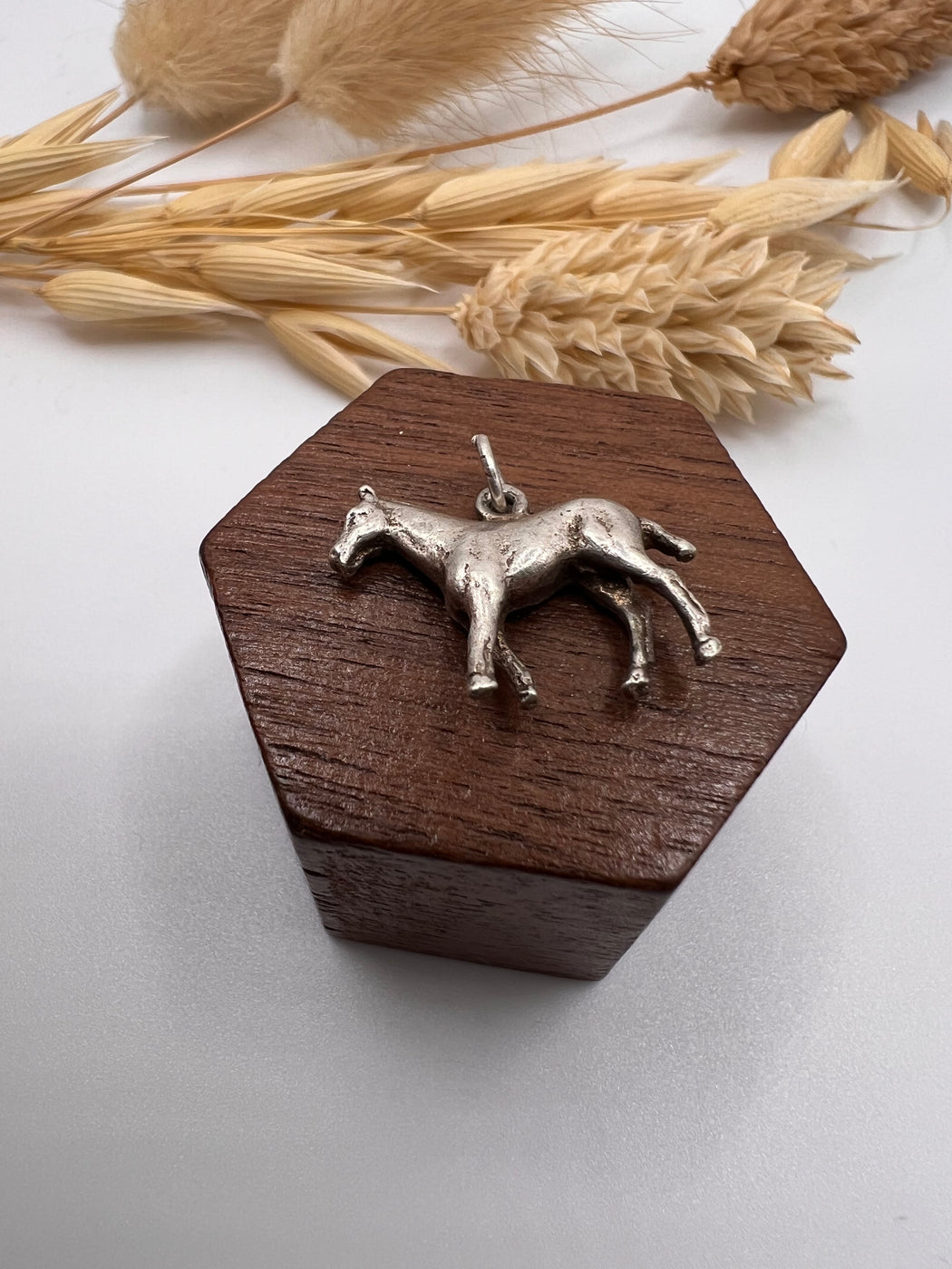 Vintage Standing Horse Silver Charm
