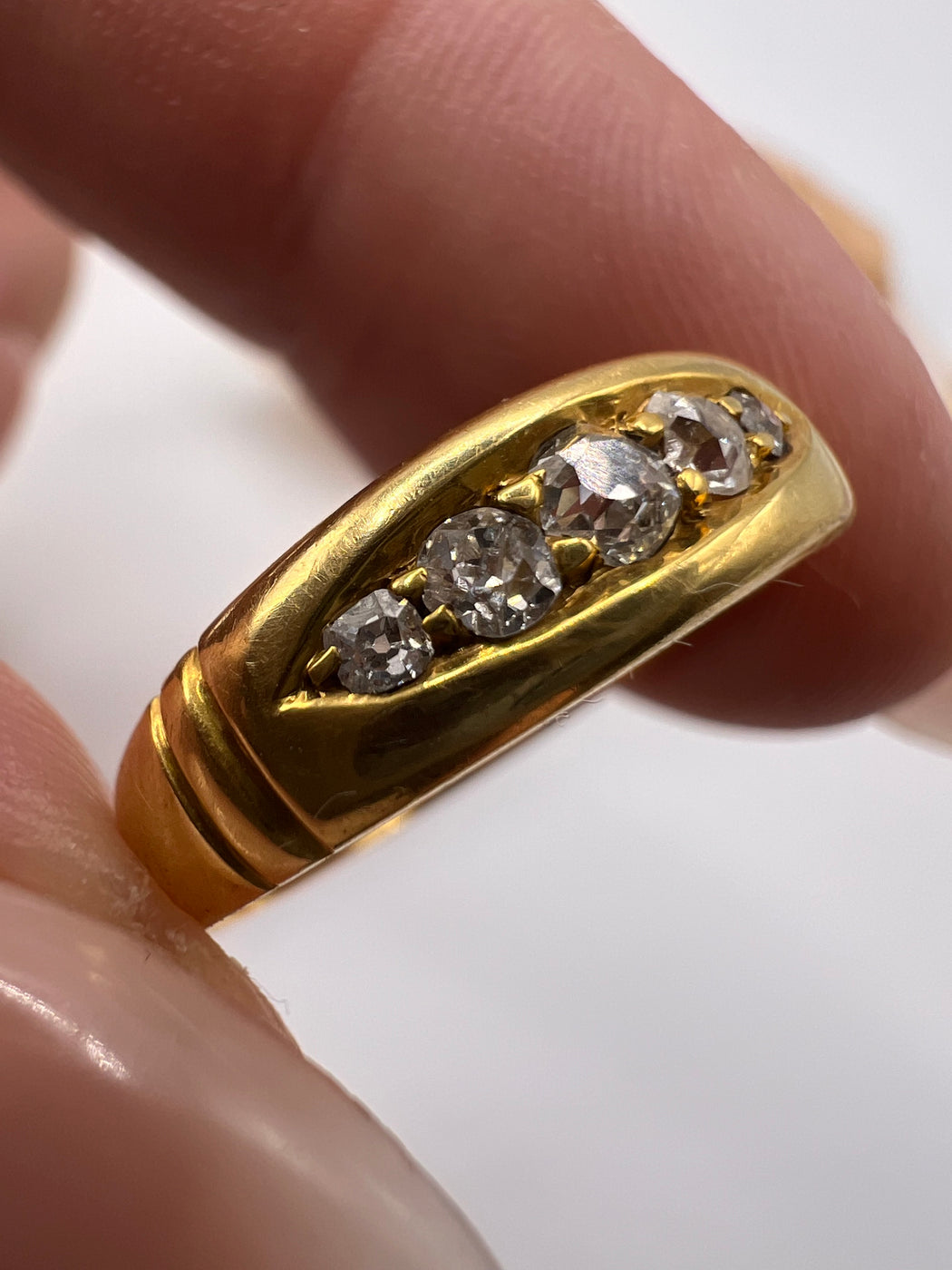 Antique 18ct Old Cut Diamond Boat Ring