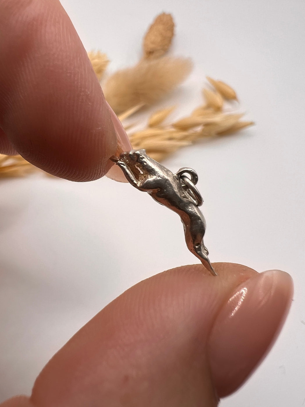 Vintage Silver Running Greyhound Charm