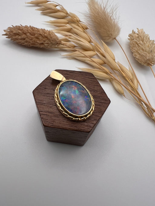 9ct Yellow Gold Australian Black Opal Pendant
