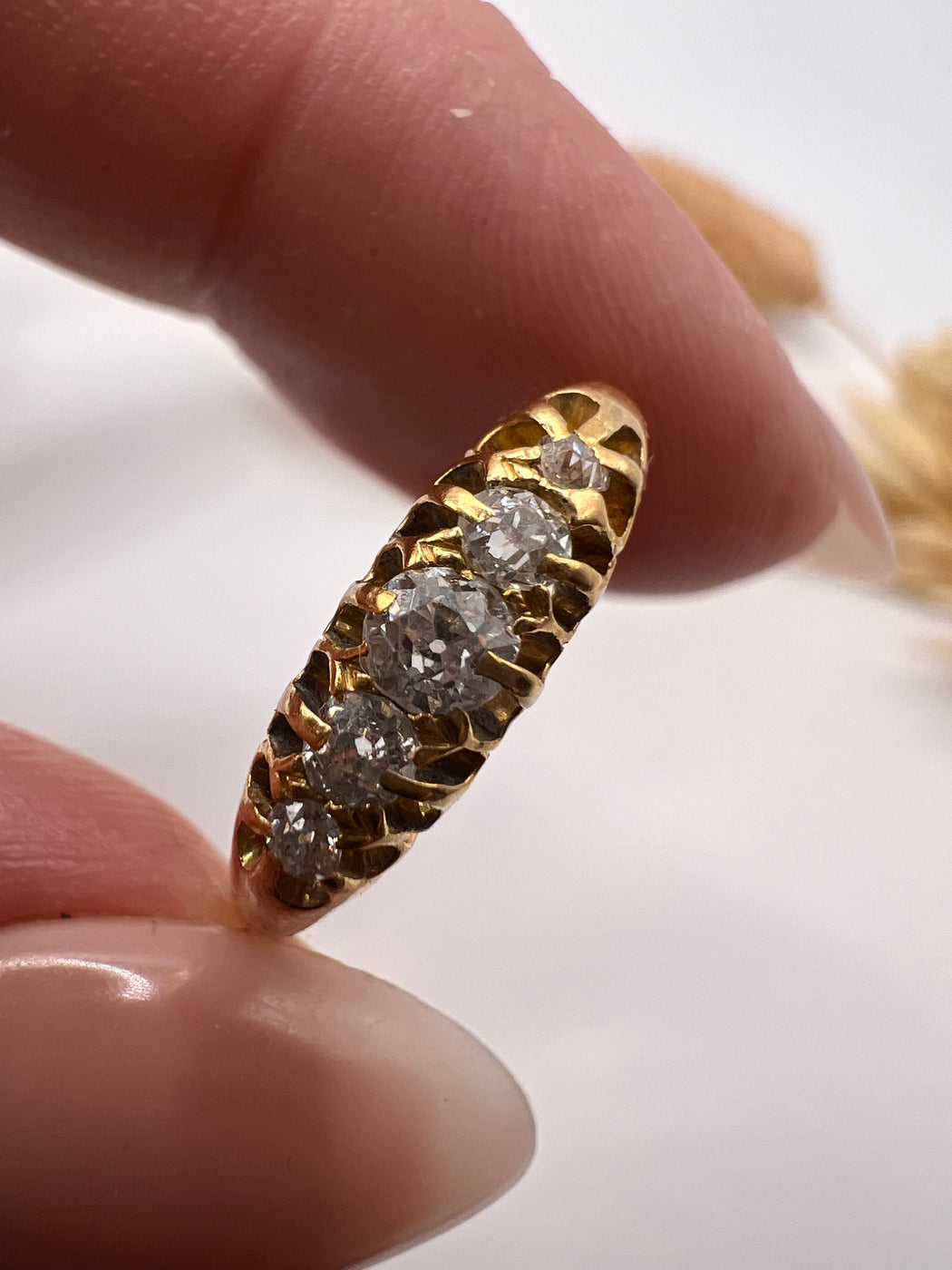 Antique 18ct Five Stone Old Cut Diamond Ring