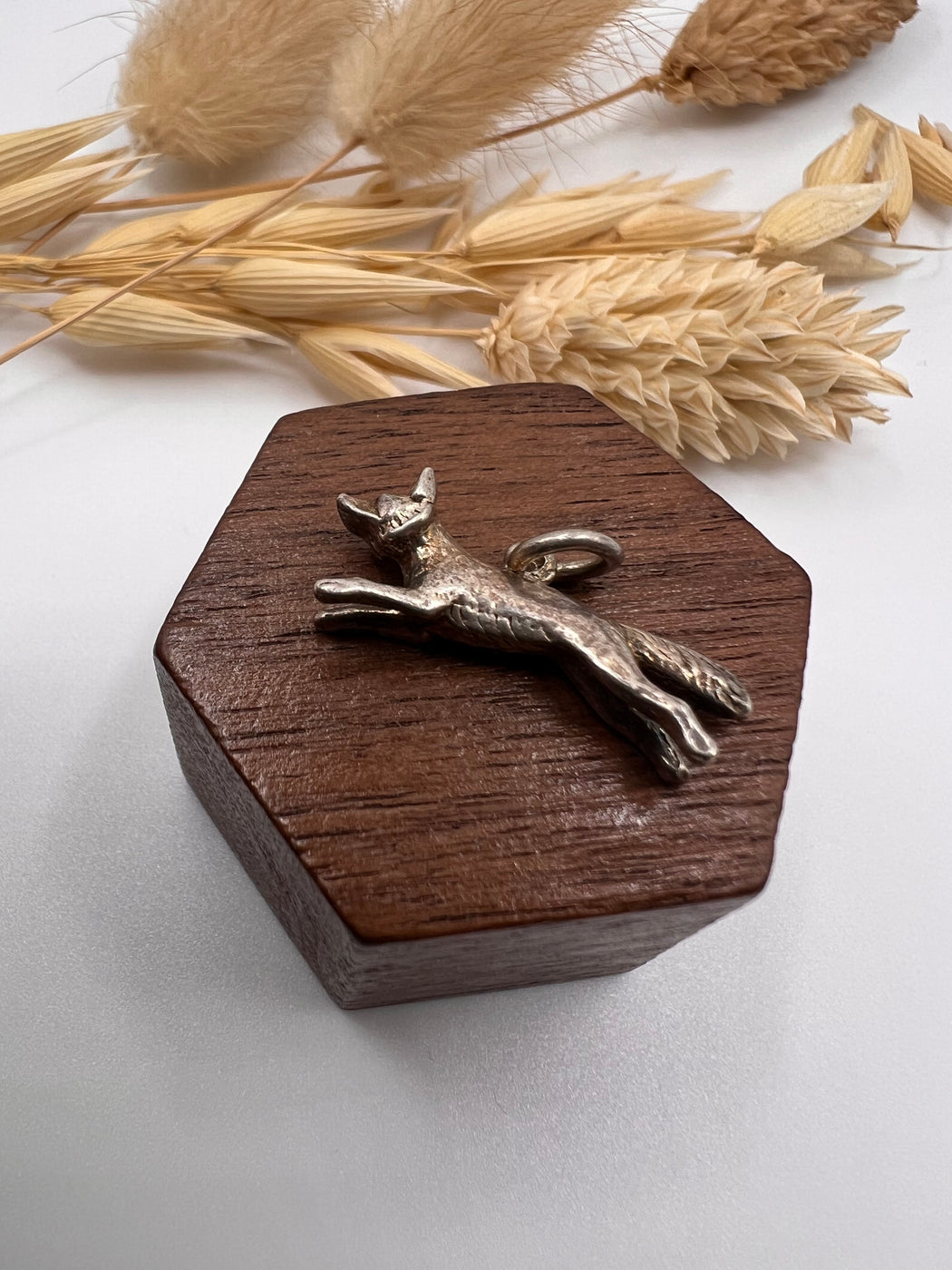 Vintage Silver Leaping Fox Charm
