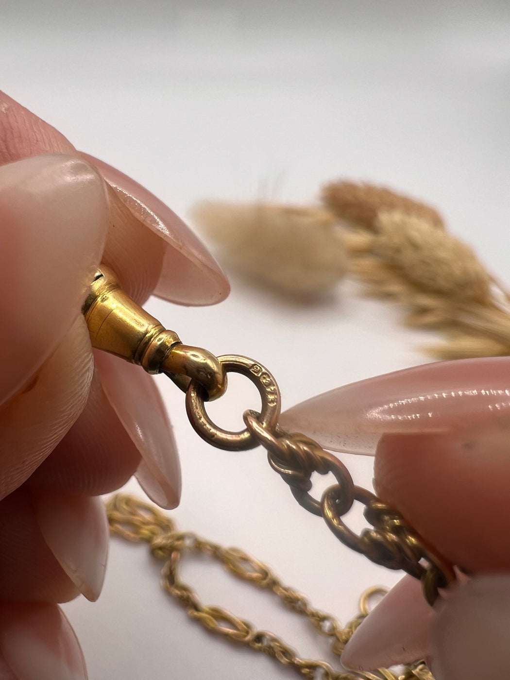 Antique Reef And Lovers Knot Fancy Link Albert Chain Necklace With Dog Clip