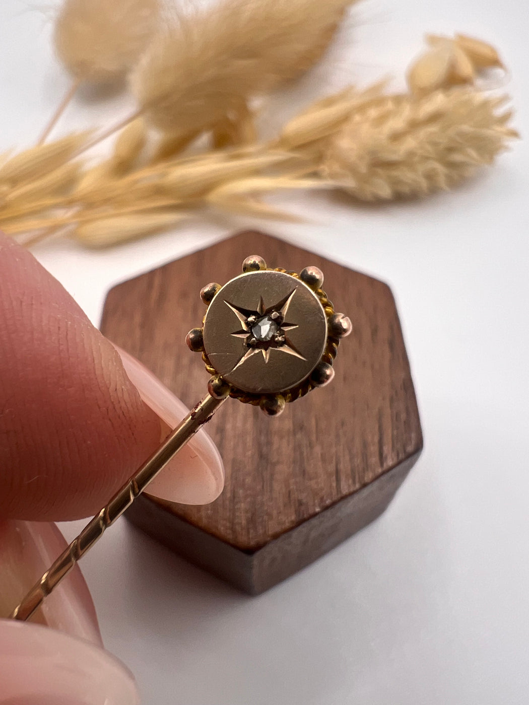 Antique Victorian Star Set Diamond Stick Pin