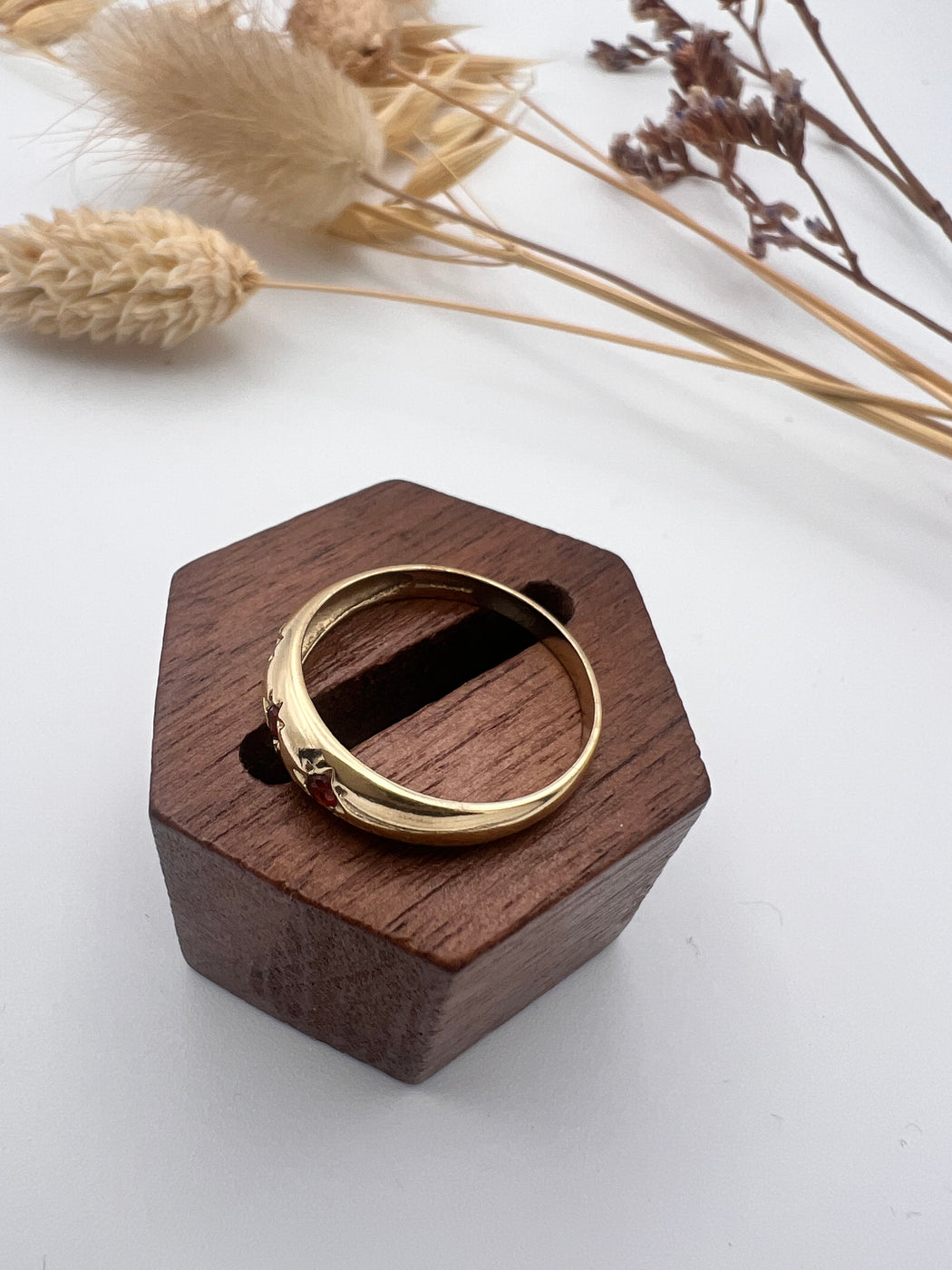 9ct Starburst Garnet Trilogy Gypsy Ring