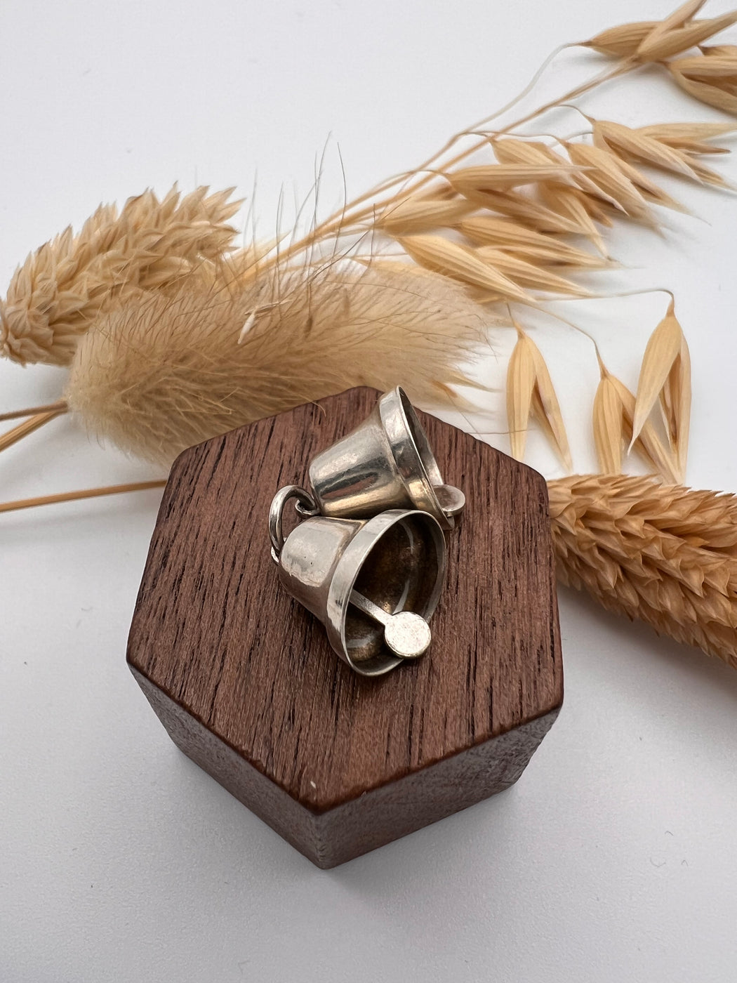 Vintage Silver Wedding Church Bells Charm