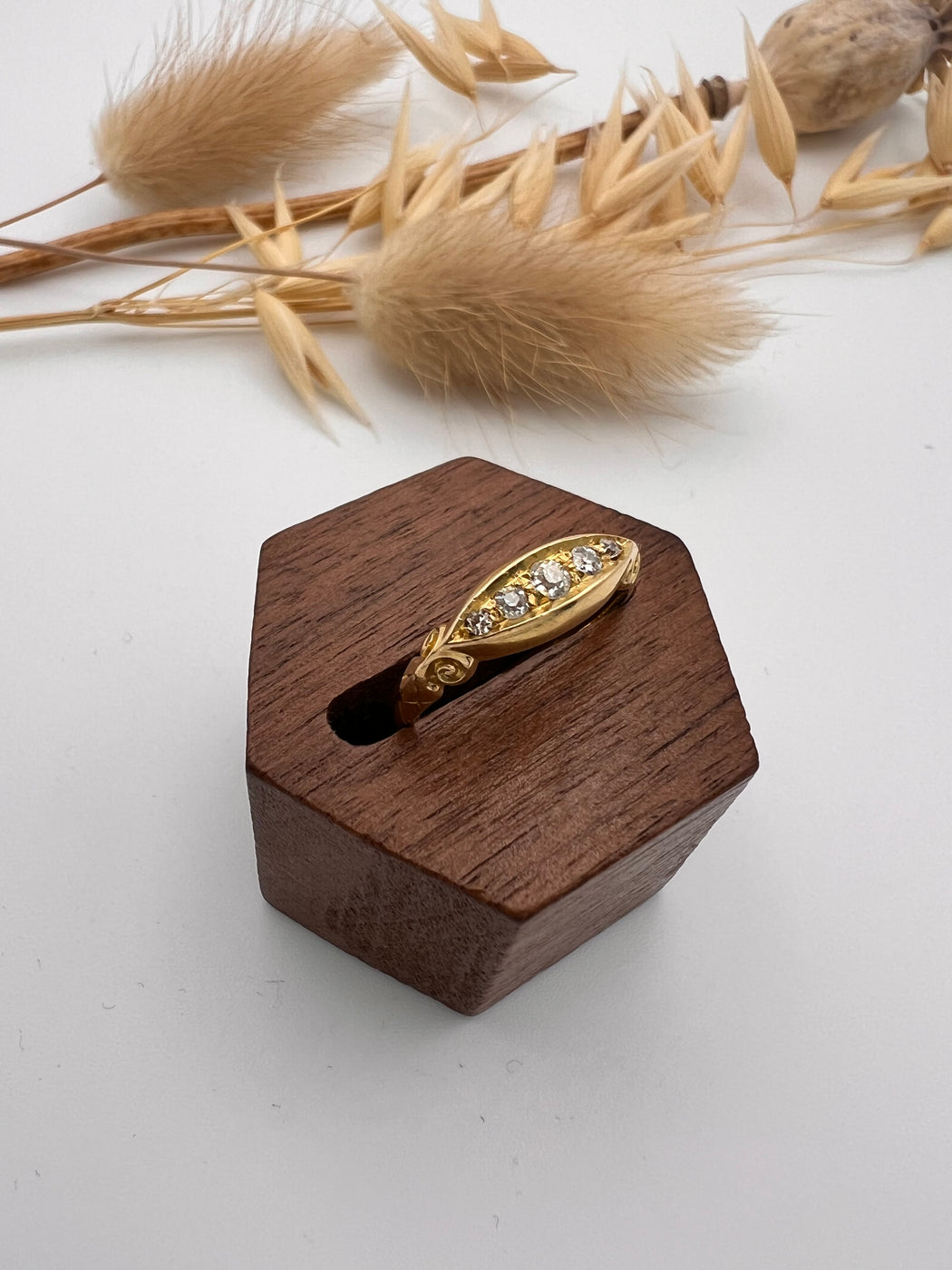 18ct Old Cut Diamond Boat Style Ring