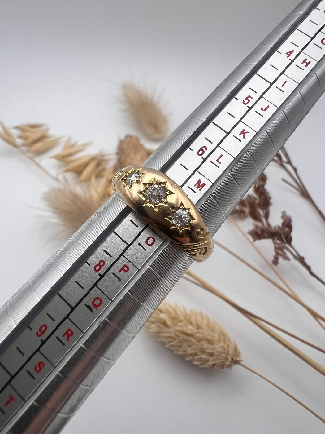 18ct Old Cut Trilogy Diamond Ring