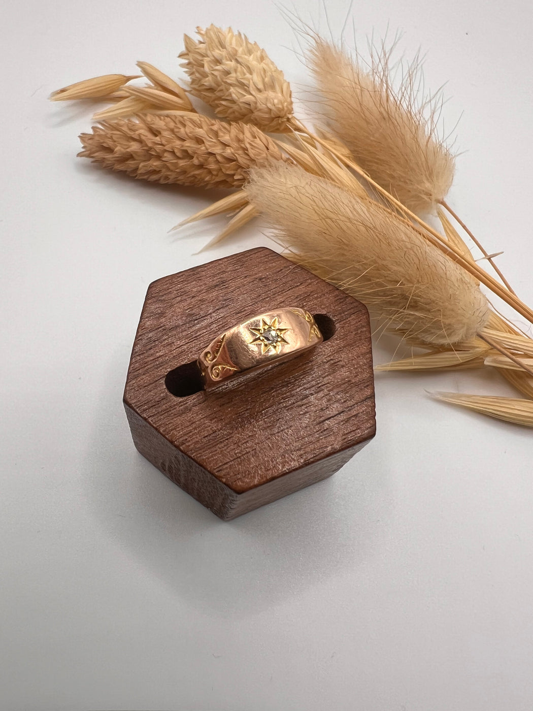 9ct Rose Gold Star Set Diamond Gypsy Ring