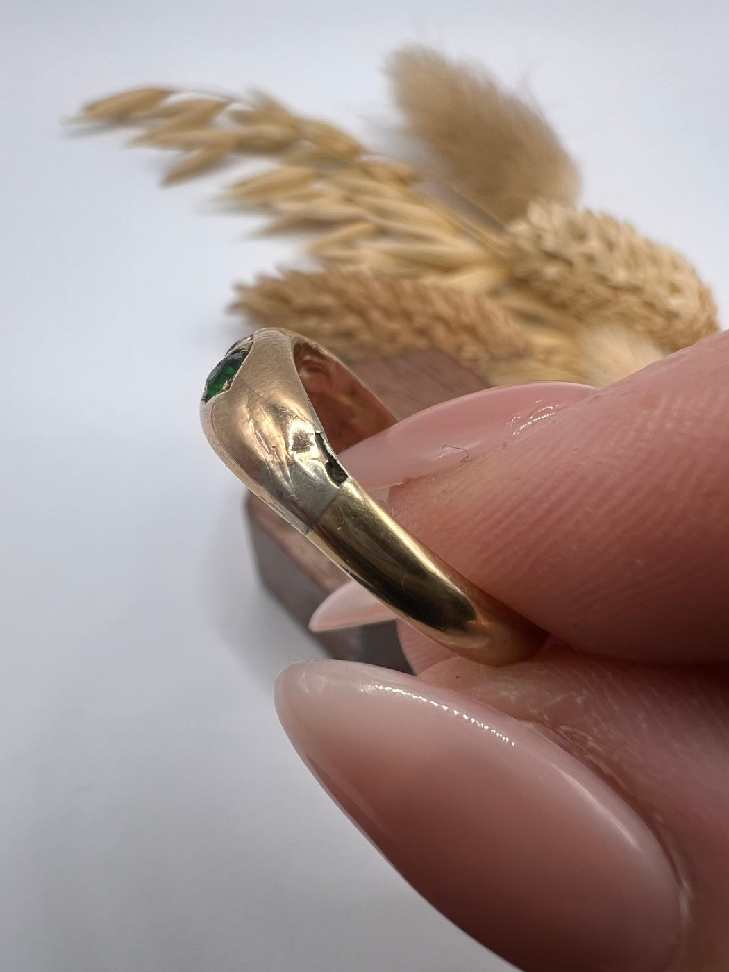 Emerald And Split Pearl Gold Ring