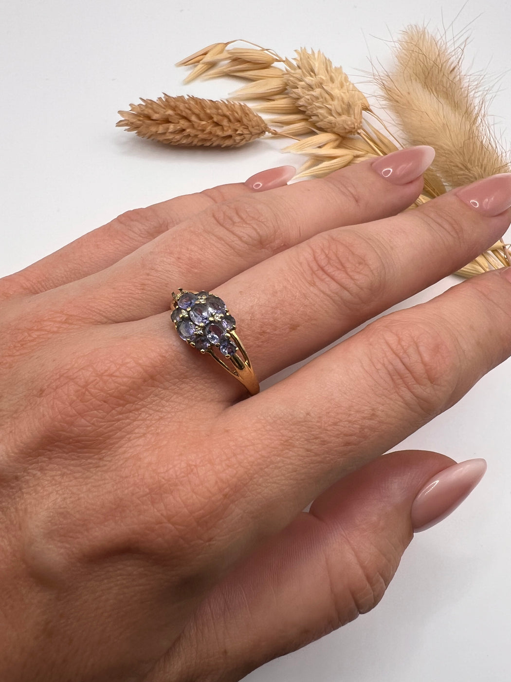 9ct Vintage Tanzanite and Diamond Cluster Ring