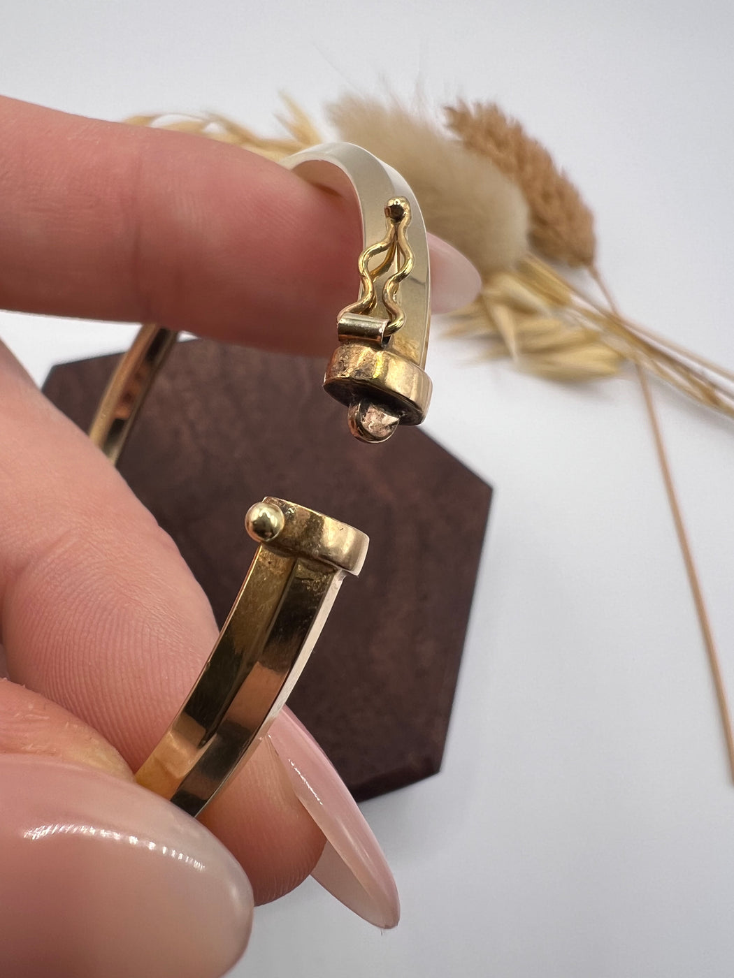 Vintage 9ct Gold Bangle With Safety Clasp