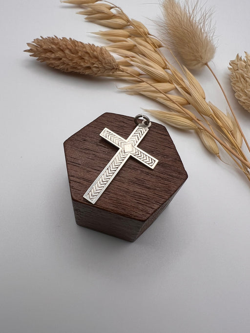 Vintage Etched Silver Cross Charm