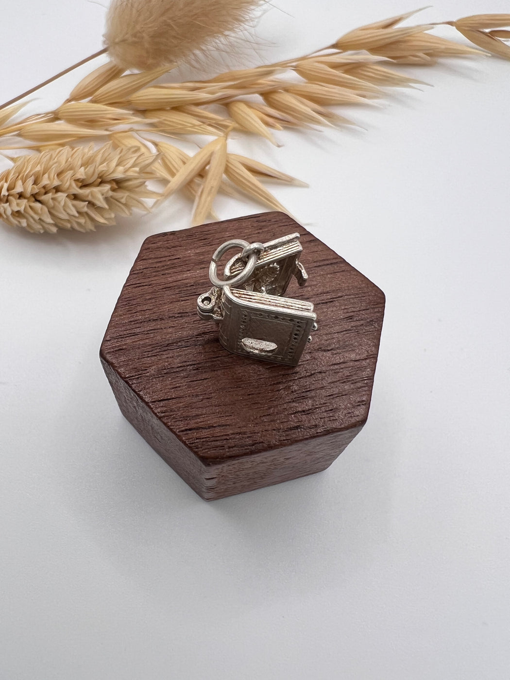 Vintage Silver Articulated Bookworm Charm