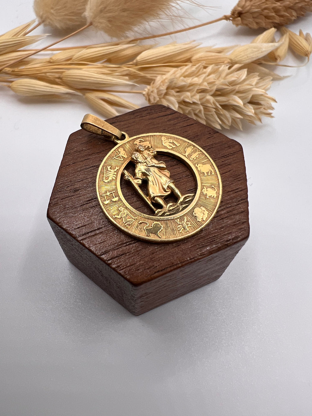 Gold Plated St Christopher Zodiac Sign Charm