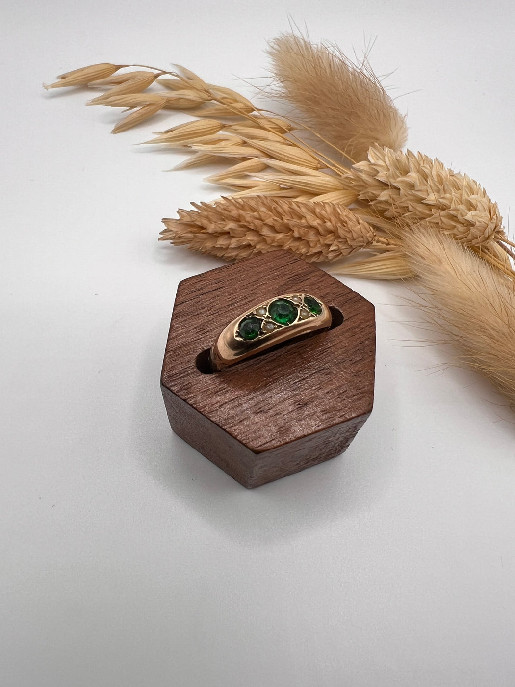 Emerald And Split Pearl Gold Ring