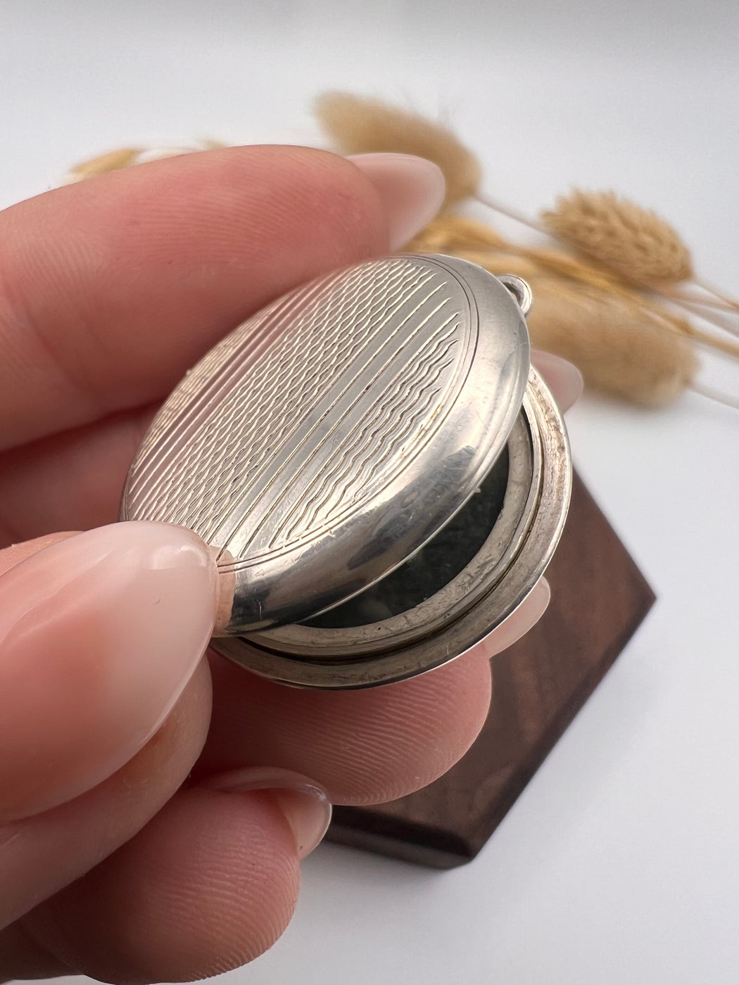 Vintage Engine Turned Silver Locket