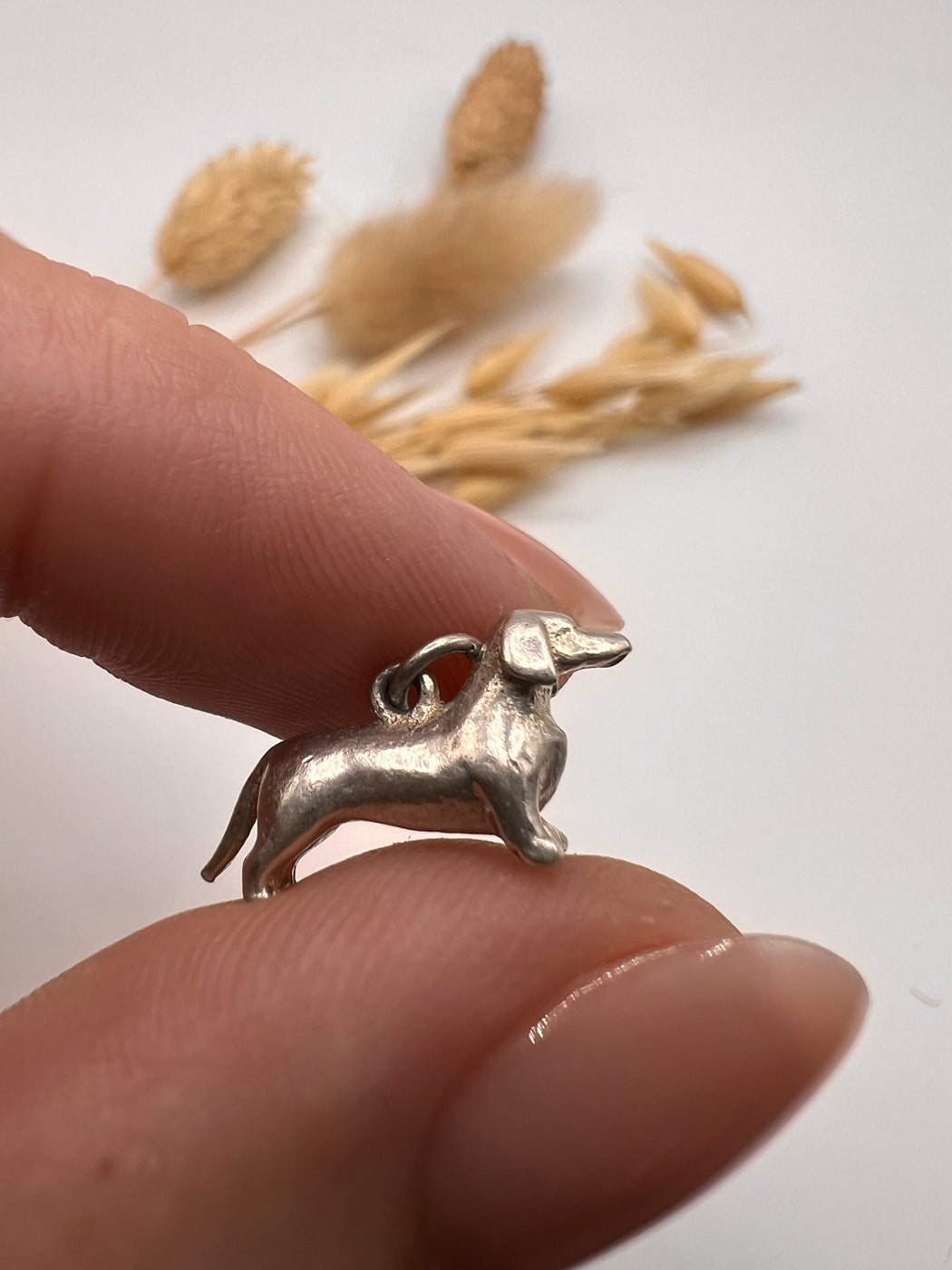 Vintage Silver Dachshund Sausage Dog Charm