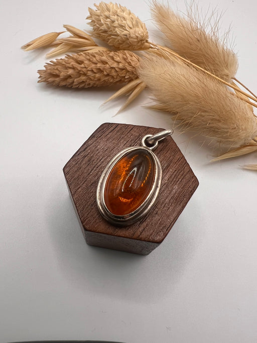 Vintage Silver And Amber Pendant