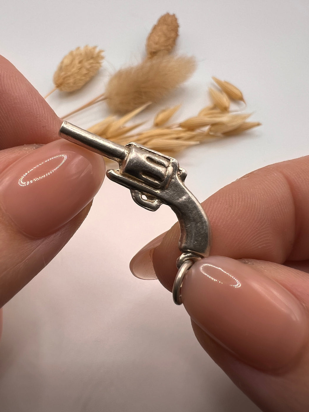 Vintage Silver Revolver Gun Charm