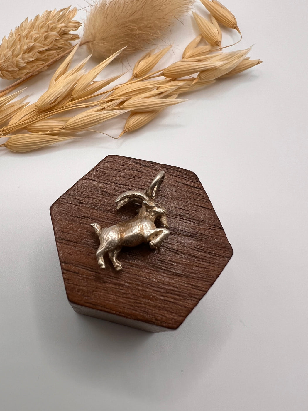 Vintage Silver Leaping Horned Goat Charm