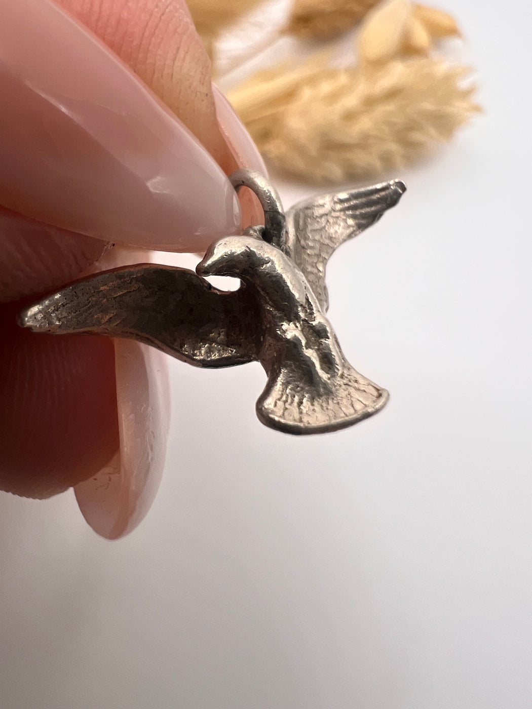 Vintage Silver Peace Dove Bird Charm