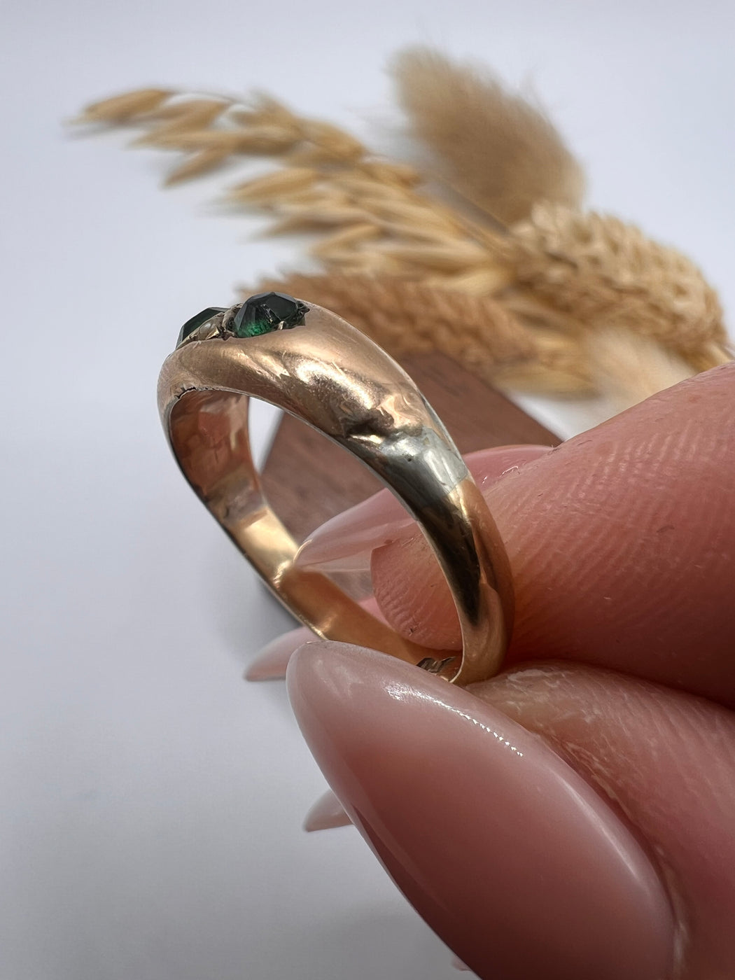 Emerald And Split Pearl Gold Ring