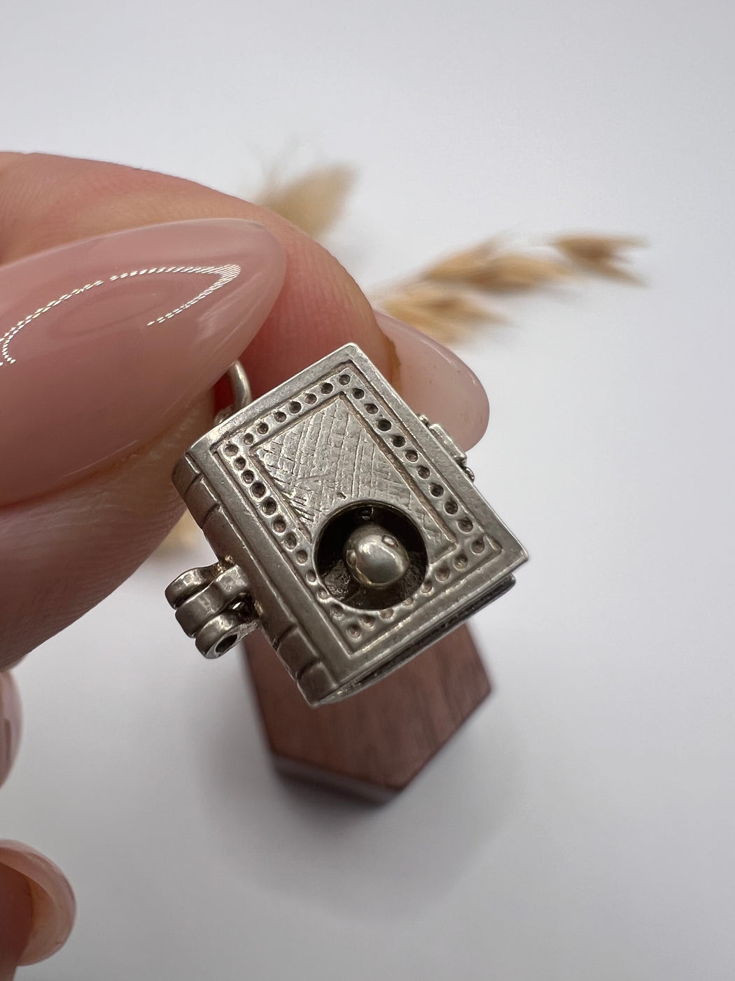 Vintage Silver Articulated Bookworm Charm
