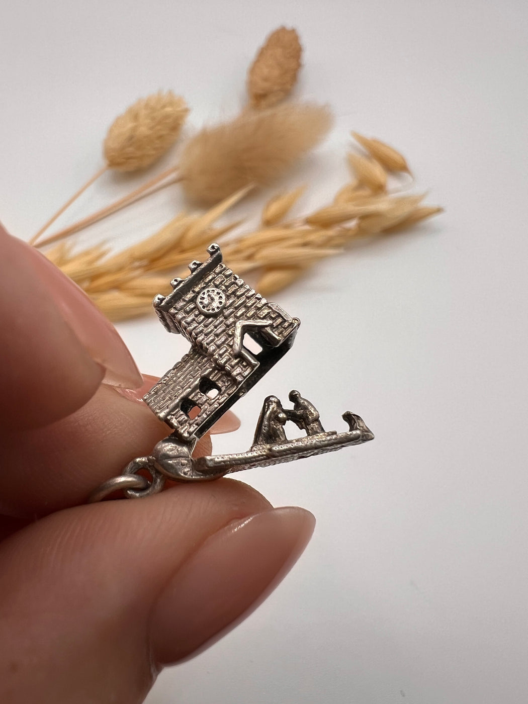 Vintage Articulated Opening Church Charm
