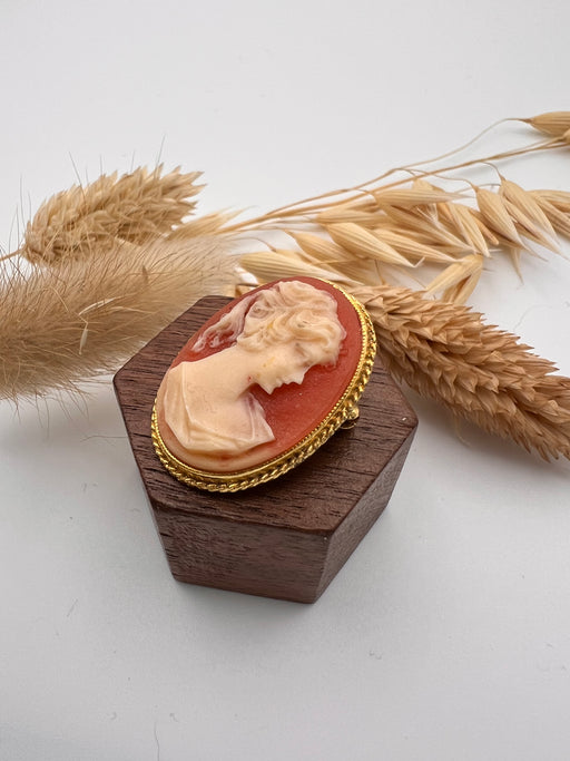 Vintage Gold Tone Cameo Brooch