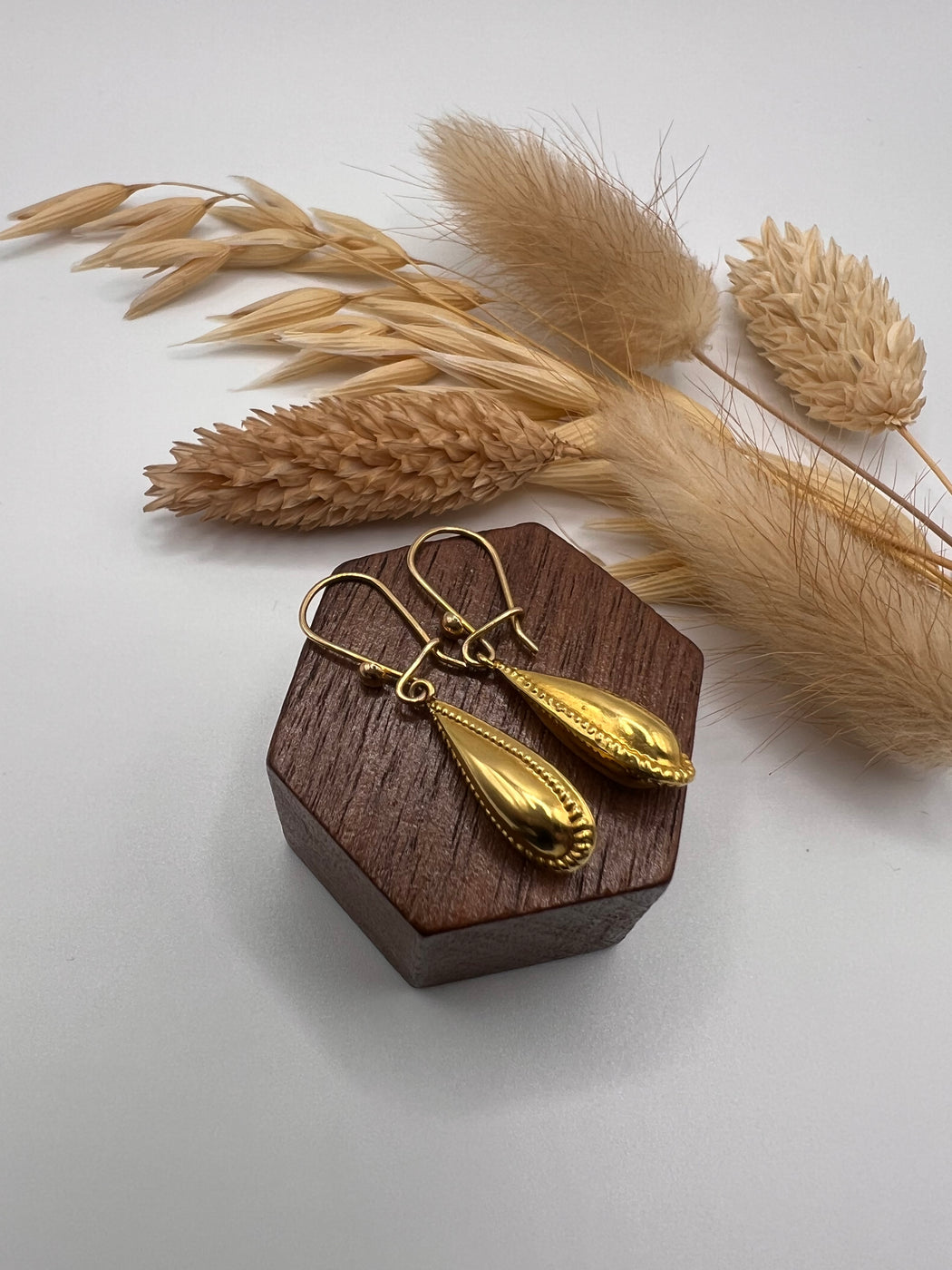 Late Victorian Etruscan Revival Teardrop Earrings