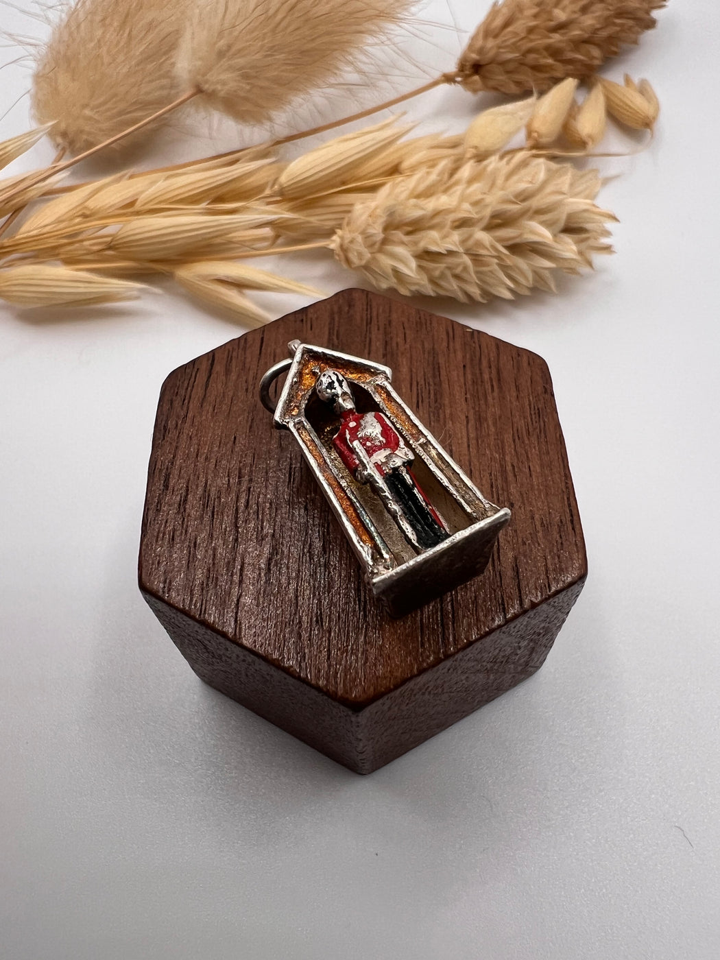 Vintage Silver Enamelled Kings Guard Charm