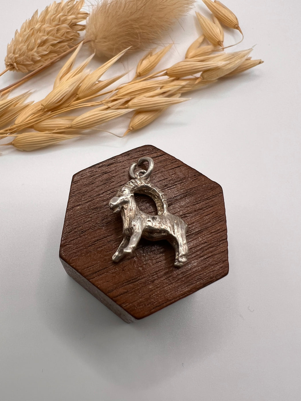 Vintage Silver Standing Horned Goat Charm