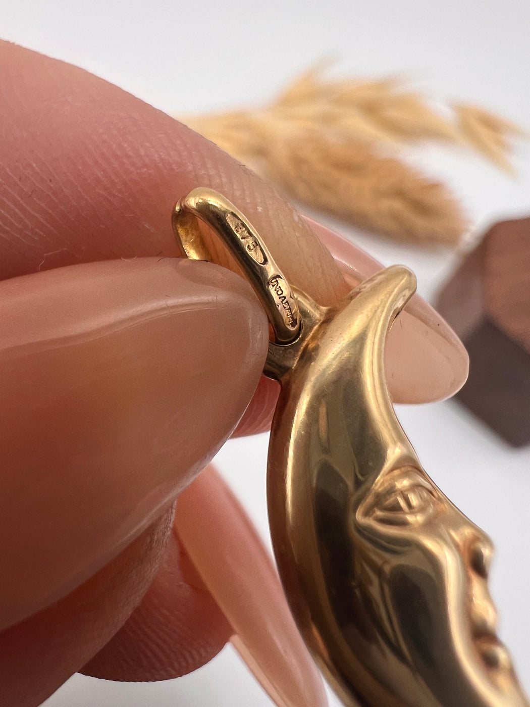 Vintage 9ct Gold Crescent Moon Charm