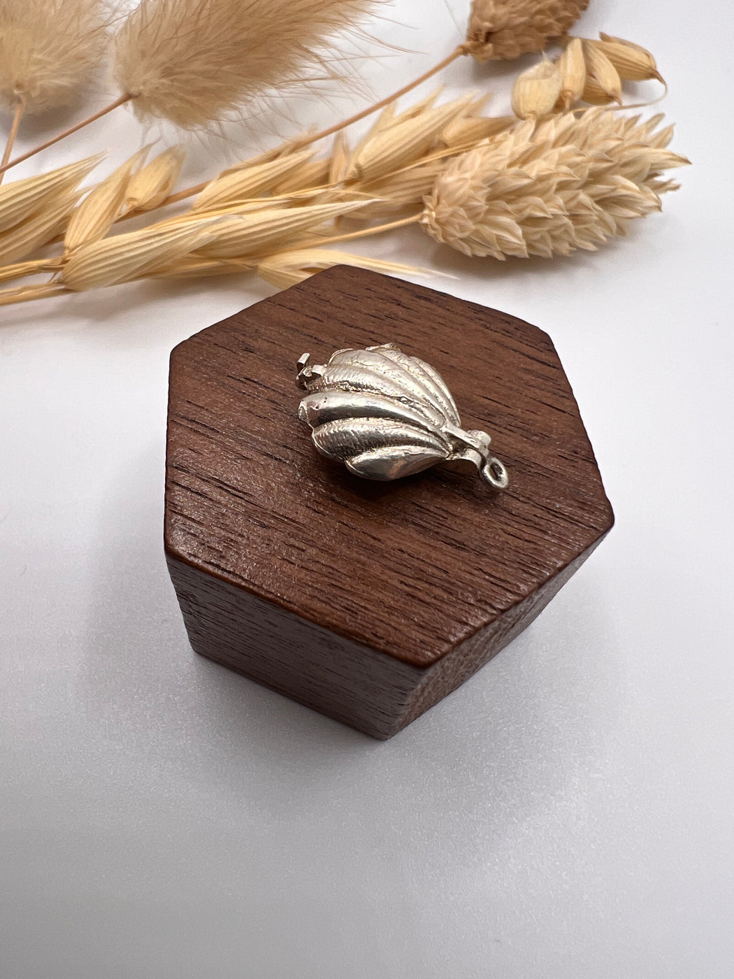 Vintage Silver Articulated Oyster With Pearls Charm