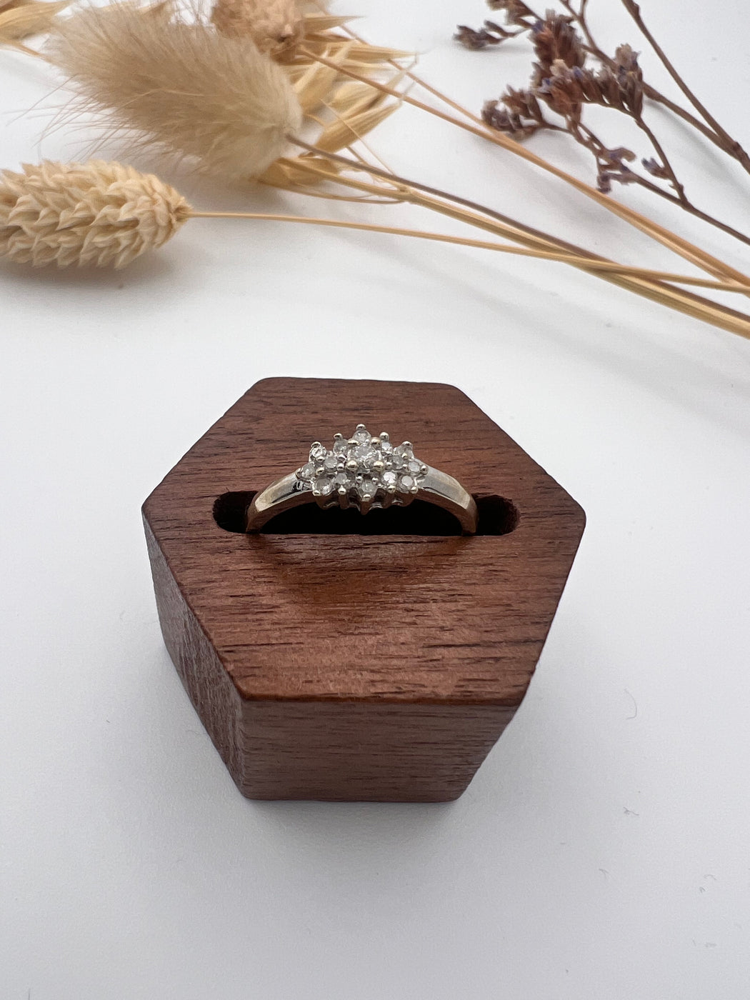 9ct White Gold Cluster Diamond Ring