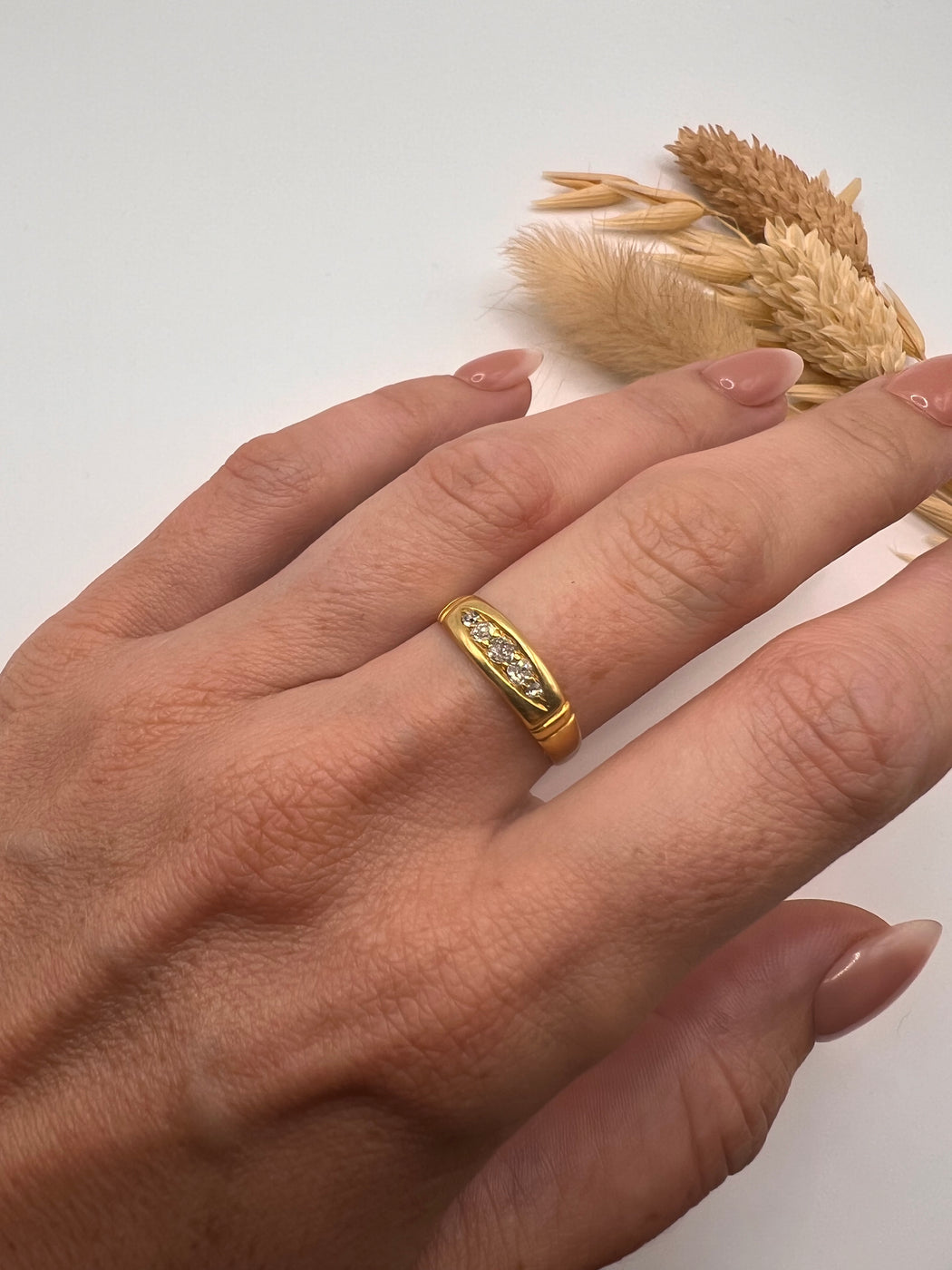 Antique 18ct Old Cut Diamond Boat Ring