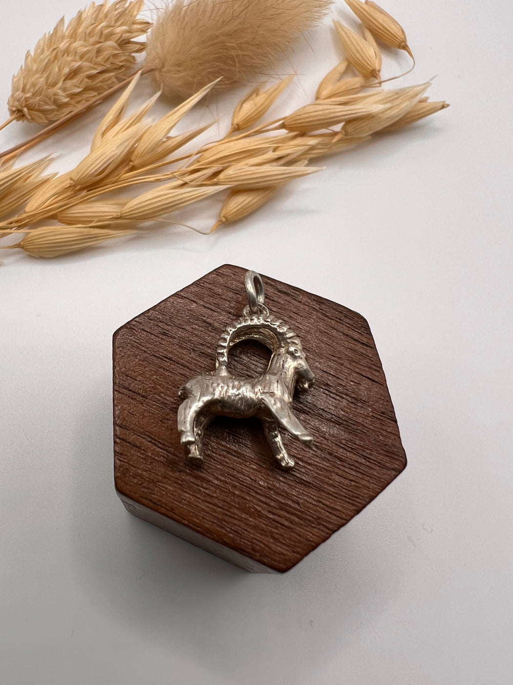 Vintage Silver Standing Horned Goat Charm