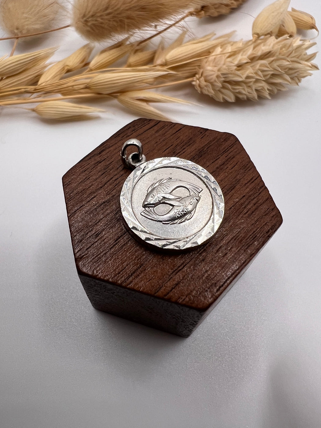 Vintage Silver Zodiac Pisces Fish Medical Alert Medallion
