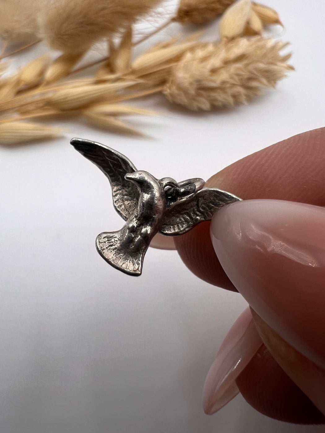 Vintage Silver Peace Dove Bird Charm