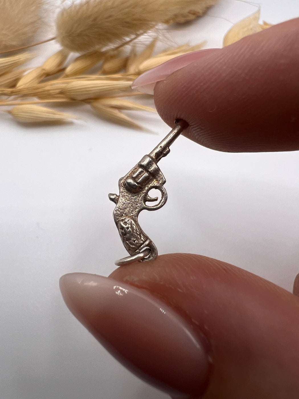 Vintage Silver Western Revolver Gun Charm