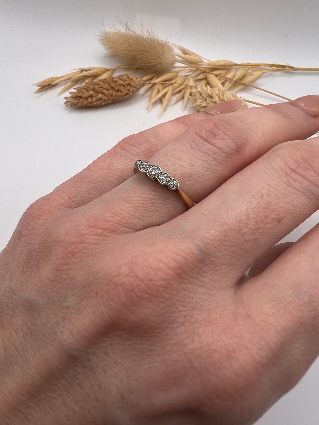 18ct Fine Platinum Old Cut Art Deco Ring