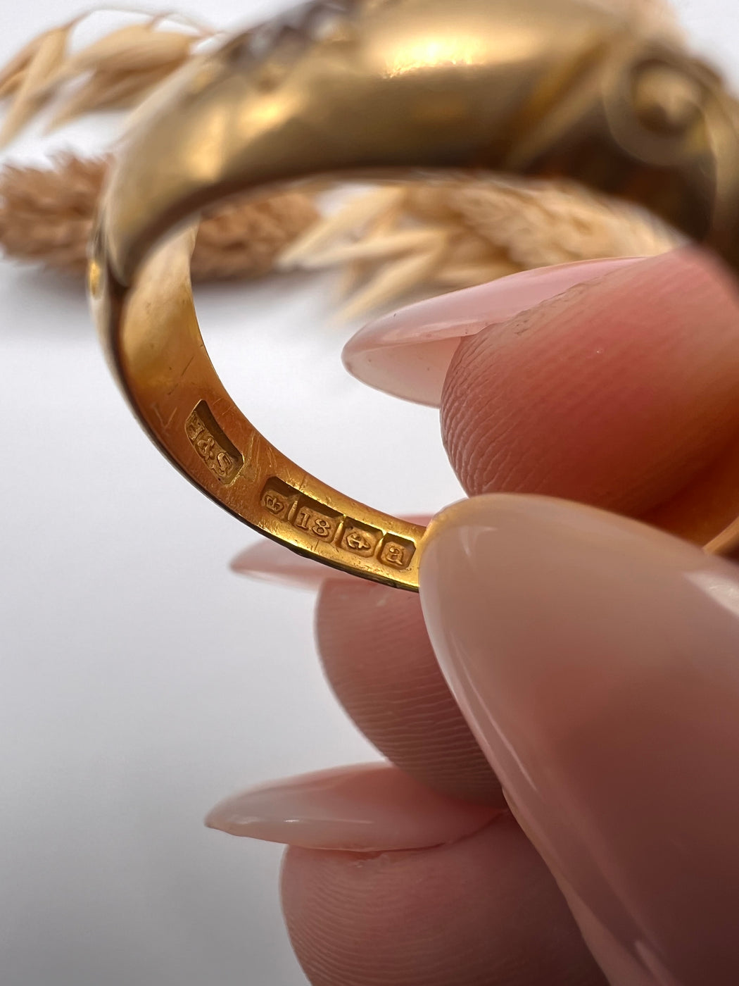 Old Cut Star Set Gypsy Ring With Shoulder Detail