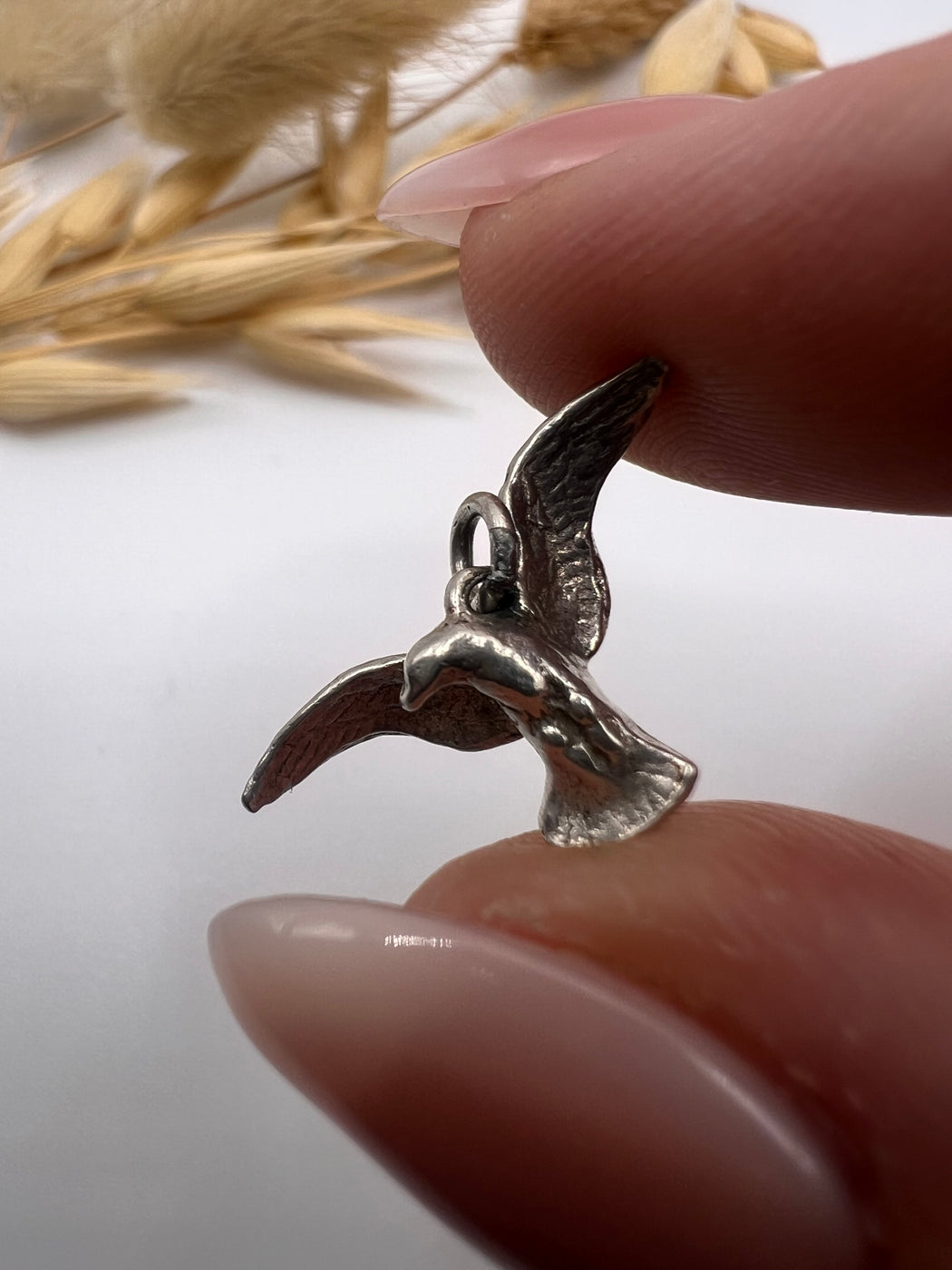 Vintage Silver Peace Dove Bird Charm