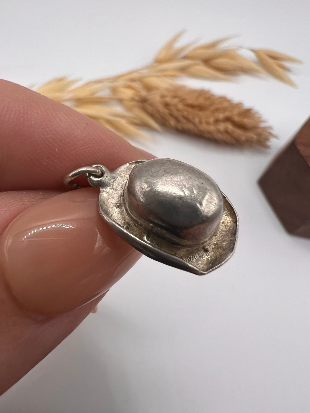 Vintage Silver British Bowler Hat Charm