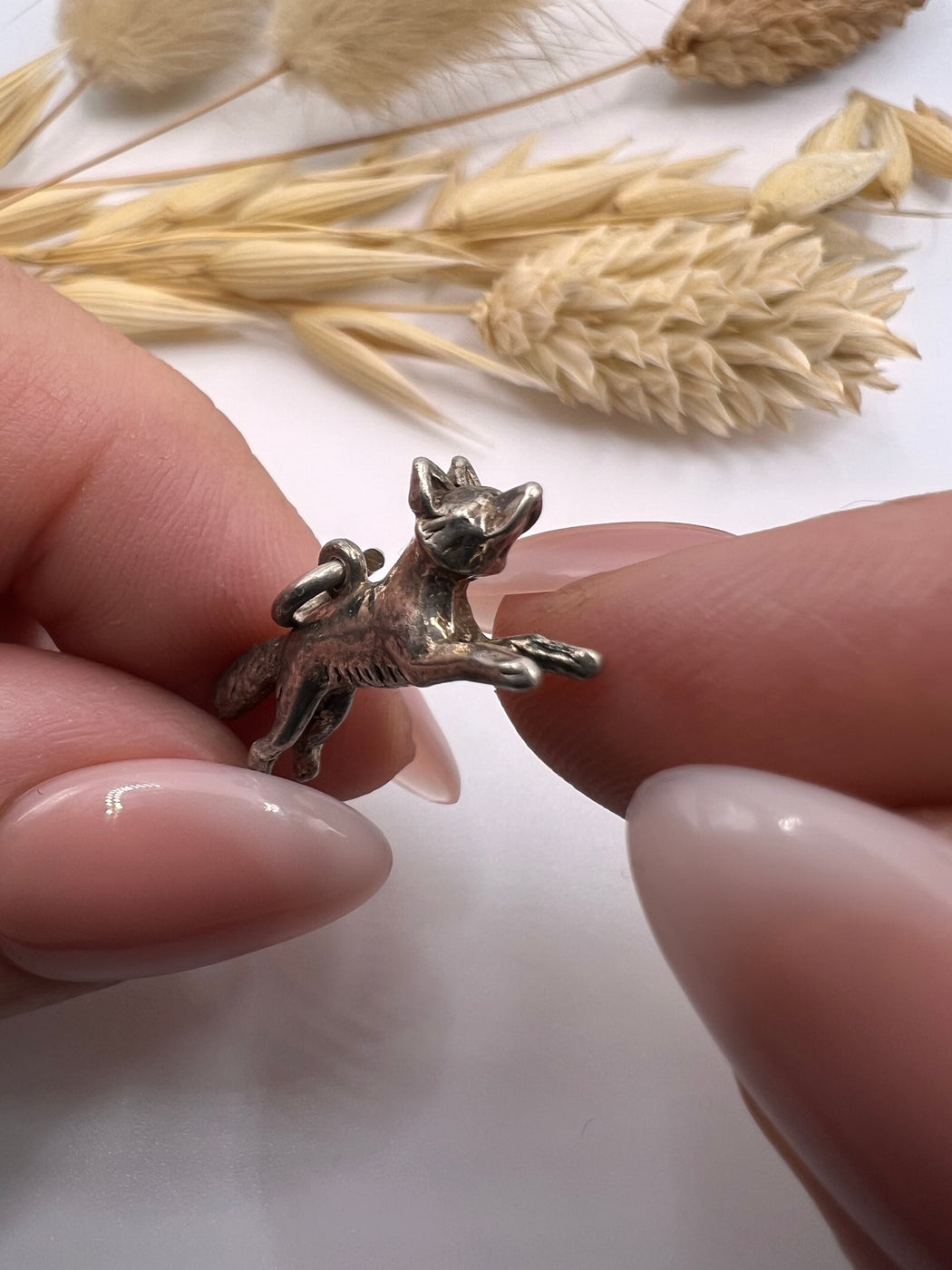Vintage Silver Leaping Fox Charm
